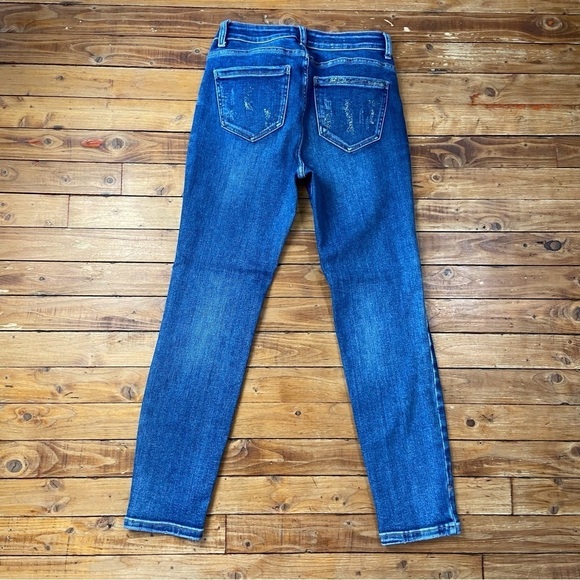FRANK Lyman blue jeans high rise waist stretchy gold powder size 4-6 distressed - Picture 2 of 11